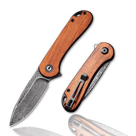CIVIVI Official Elementum Folding Pocket Knife 2.96 Damascus Blade & Cuibourtia Wood Handle C907DS-2