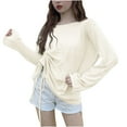 thumbnail image 3 of Women's Sun Protection Upf 50+ Transparent Shirt Blouse Top, Lightweight Breathable Long Sleeve Loose Fit Cover Up for Beach Vacation Summer Fashion | CSEONE,White L, 3 of 9
