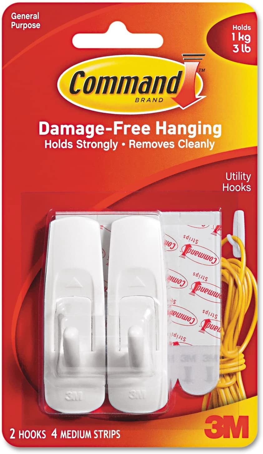 Command Large Utility Hooks, White, Damage Free Decorating, 6 Hooks and 12 Command  Strips 17003-6ES - The Home Depot