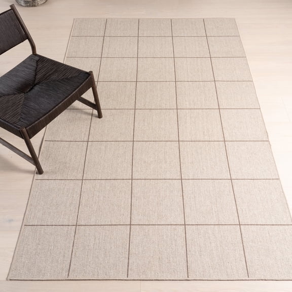 nuLOOM Calandra Checkered Machine Washable Area Rug, 7' 6" x 9' 6", Beige