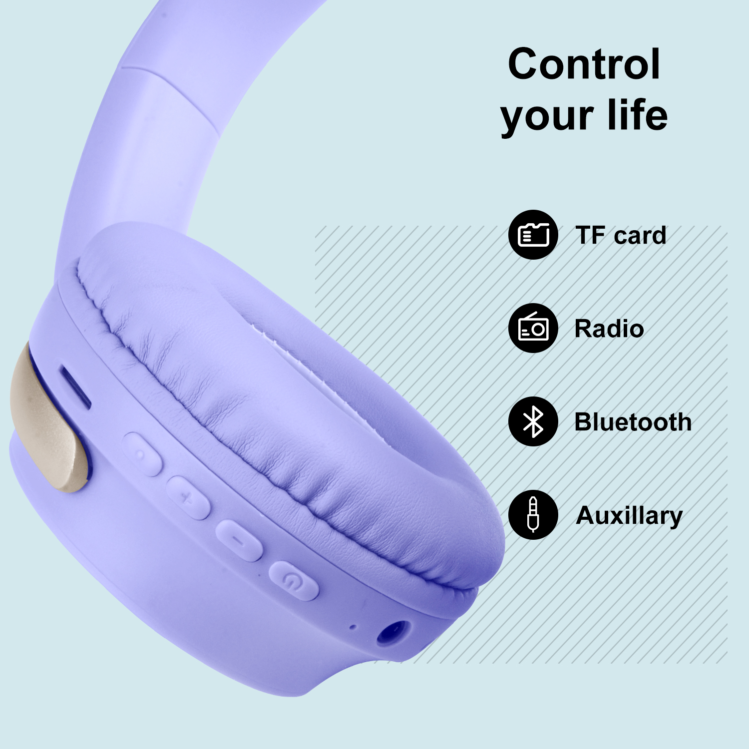 Ailkin Bluetooth Over-Ear Headphones with Noise Cancelling, Purple photo 3