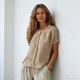 thumbnail image 6 of Kelon Short Sleeve Womens Linen Cotton Tops Vacation Casual Outfits Blouses Dressy Casual Summer Outfits 2026, 6 of 9