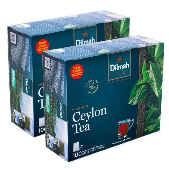 Dilmah Premium Ceylon Black Tea - 100 Tea Bags x 2 Pack (Total 200 Bags) - Bold and Refreshing