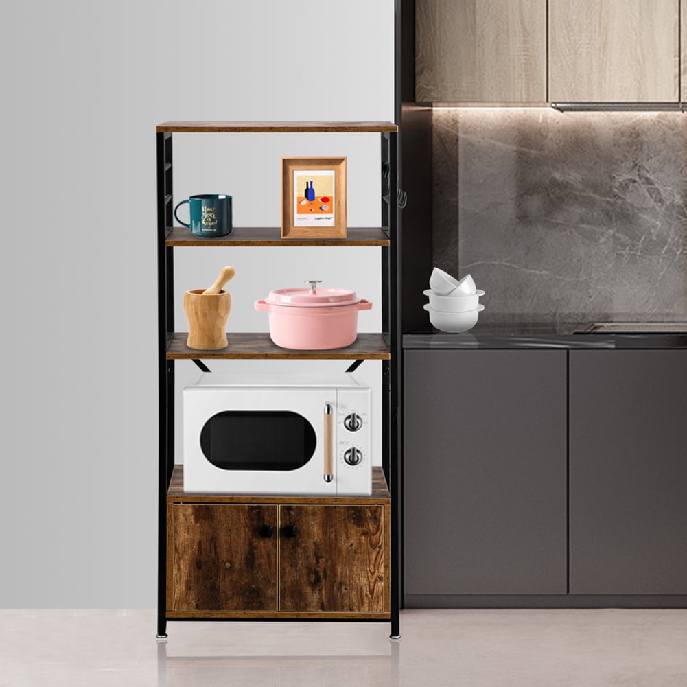 Kepooman 5-Tier Bakers Rack for Kitchen with Cabinets, Microwave Oven Stand Kitchen Baker's Rack, Kitchen Rack for Dining Room, Black & Brown Kepooman 5-Tier Bakers Rack for Kitchen with Cabinets, Microwave Oven Stand Kitchen Baker's Rack, Kitchen Rack for Dining Room, Black & Brown