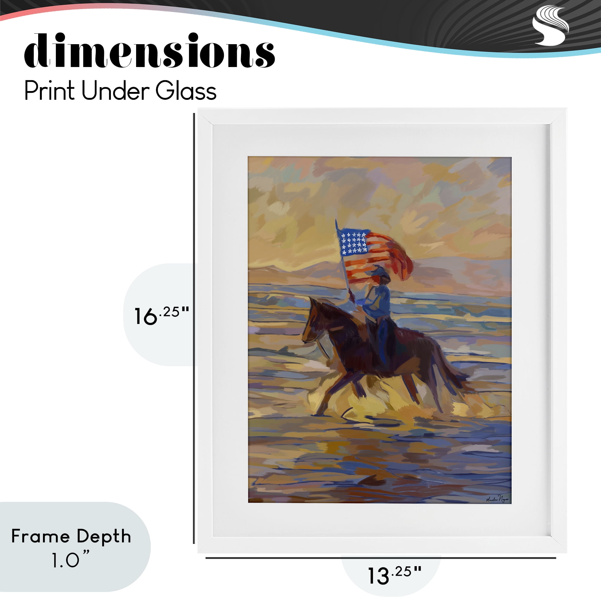 Stupell Industries American Cowgirl Abstraction White Framed Print Under Glass, design by Amelia Noyes