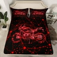 thumbnail image 2 of Erosebridal Red Motorcycle Bed Sheets Set Twin Size, Futuristic Geometry Bed Sheets Twin, Teens 3 Pieces, 2 of 7