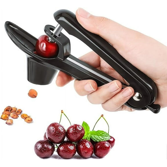Exgreem Cherry Pitter Tool Pit Remover Heavy-Duty Stainless Steel Olive Pitter Tool for Making Cherry Jam (Black),1 Pack