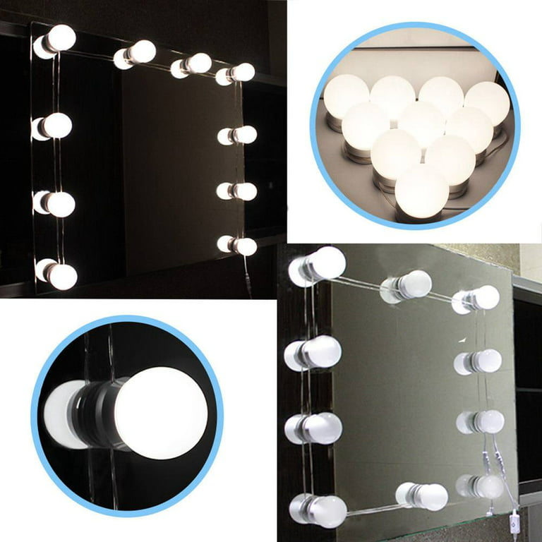 Vanity Lights for Mirror, DIY Lighted Makeup Vanity Mirror with Dimmable  Lights, Stick on LED Mirror Light Kit for Vanity Set, Plug in Makeup Light  for Bathroom Wall Mirror, 10-Bulb 