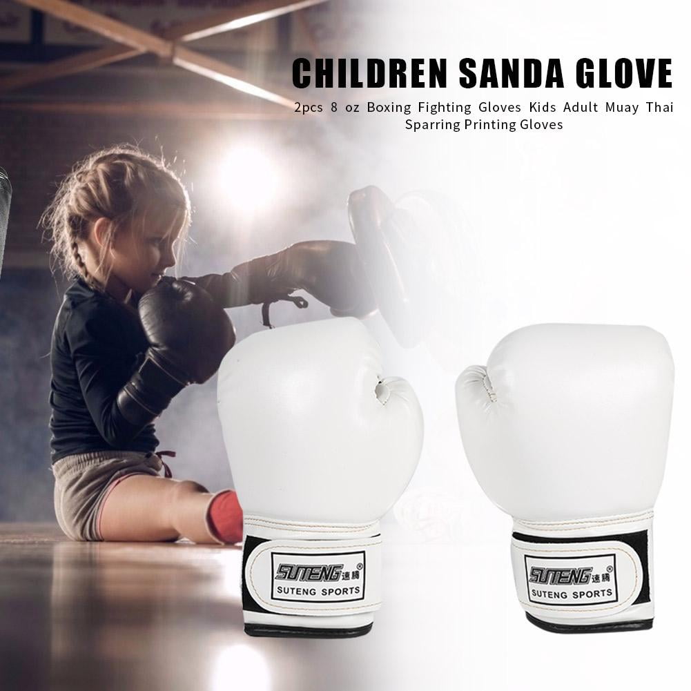 BLEEUS 2Pcs Boxing Gloves Kickboxing Training Gloves For Boys Girls Youth Fitness Supplies (White)