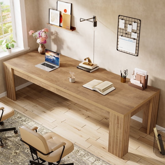 Tribesigns 78.7 Inch Extra Long Desk for 1-2 People, Large Two Person Rectangular Computer Table for Living Room,Home Office, Rustic Brown