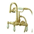 thumbnail image 2 of Kingston Brass Vintage Triple Handle Wall Mount Clawfoot Tub Faucet with Hand Shower, 2 of 4