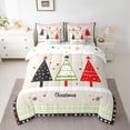 thumbnail image 2 of Feelyou Christmas Tree Bedding Comforter Set 7 Pieces for Kids, Chic Buffalo Plaid Full Bedding Set, Cartoon Stars Print Reversible Fitted Sheet Flat Sheet, Ultra Soft Bedroom Decor, 2 of 7