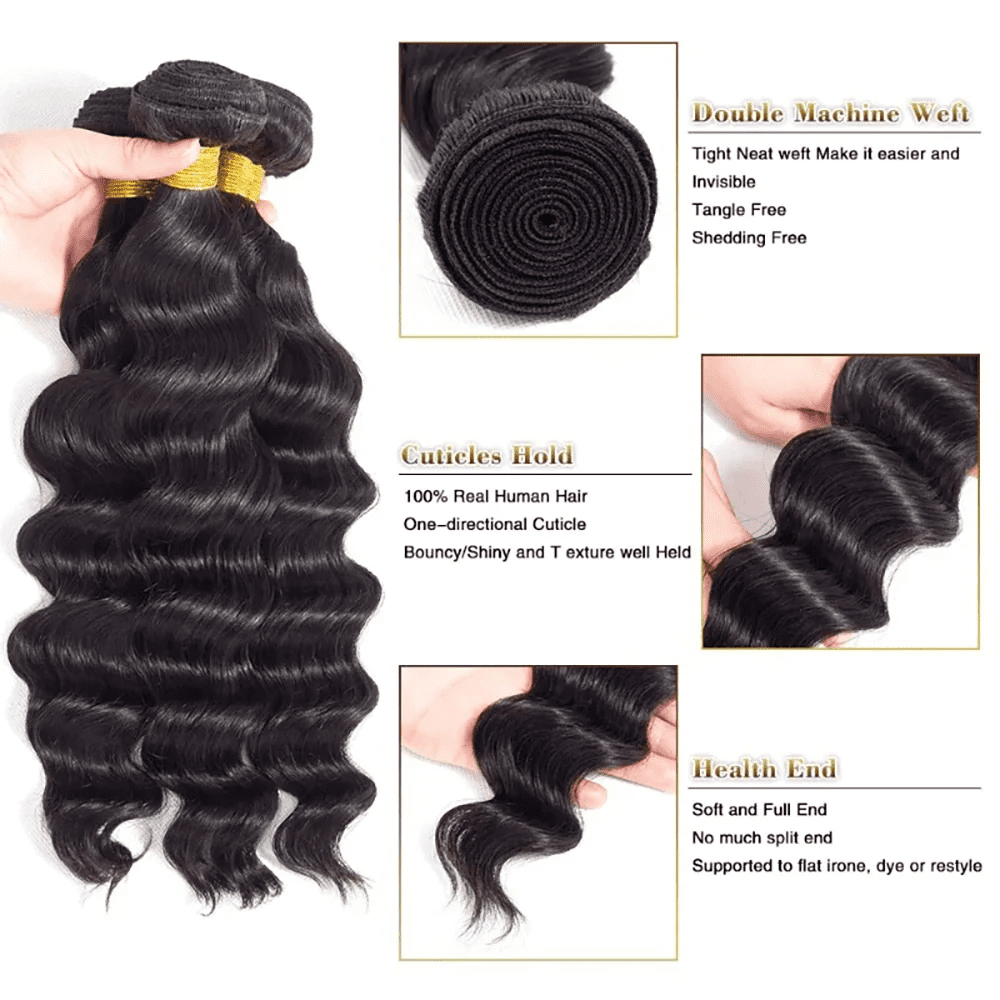 USTAR 5x5 Transparent HD Lace Closure 20 Inch with 3 Bundles Brazilian Virgin Human Hair 18 20 22 Inch, Loose Wave Natural Black Salon-Quality Deal