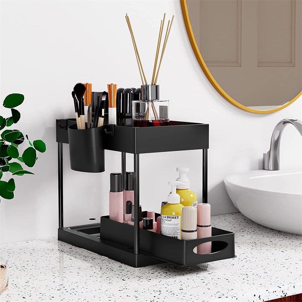 Dropship 2 Layers Under Sink Organizers And Storage Bathroom Organizer  Under Sink, Pull Out Cabinet Organizer For Kitchen Bathroom Sink Storage,  Pack Of 2-layer Storage Racks In Black to Sell Online at