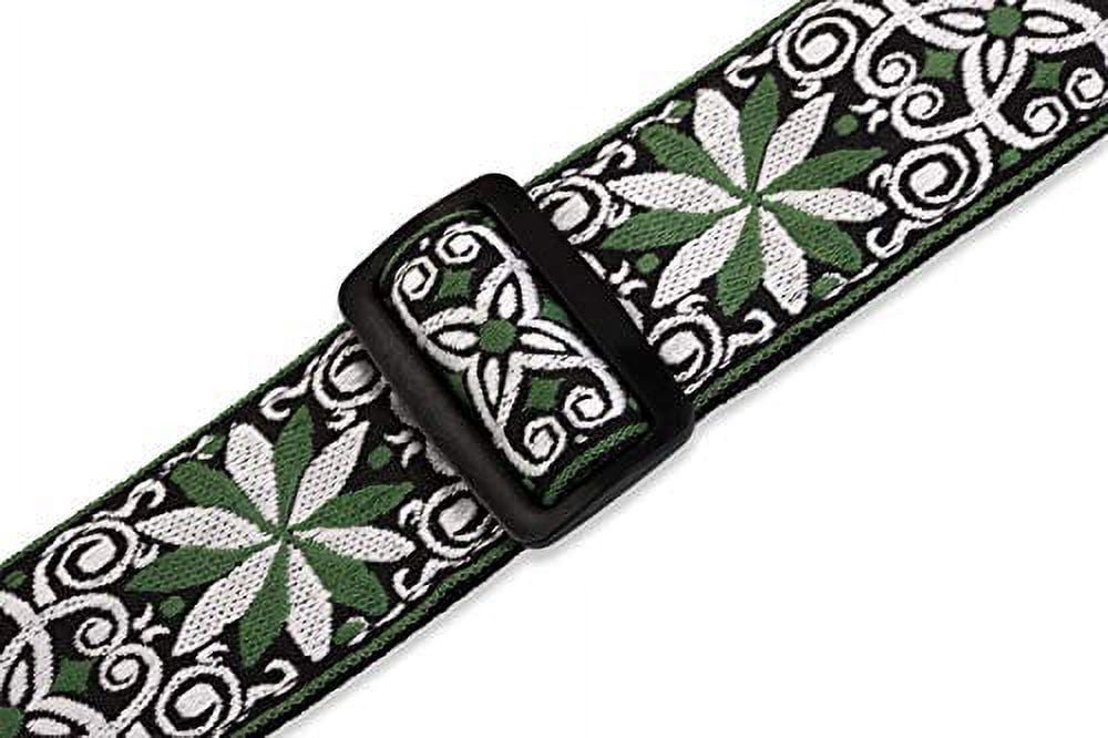 60s Hootenanny Jacquard Weave Guitar Strap - Floral Green