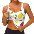 thumbnail image 3 of Uemuo Strawberry and Lemon Pattern Women's Sports Bra - High Impact Support, Breathable, and Comfortable Athletic Bra for Running, Yoga, and Workouts, 3 of 9