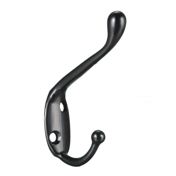 Unique Bargains Dual Prong Coat Hooks Wall Mounted Retro Double Hooks Utility Black Hook For Coat Scarf Bag Towel Key Cap Cup Hat 80mm X Other