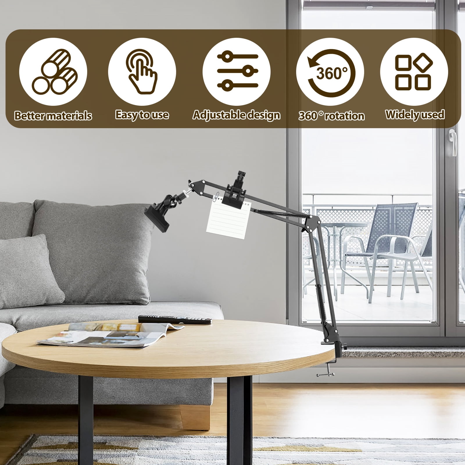 Wekvgz Embroidery Stand Metal Embroidery Hoop Holder Adjustable Embroidery Frame Holder 360° Rotatable Embroidery Hoop Stand Cross Stitch Stand for Needlepoint Crafts Tablet Phone