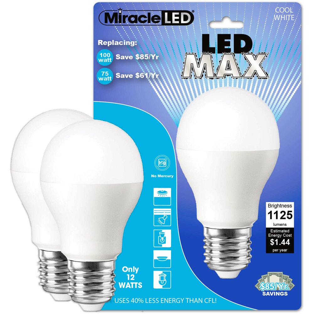 Miracle LED "Tall Ceiling" LED Bulb Replace 100W Cool White, 6Pack
