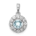 thumbnail image 1 of Sterling Silver Rhodium Plated White Topaz & Aquamarine Pendant Charm, 1 of 1