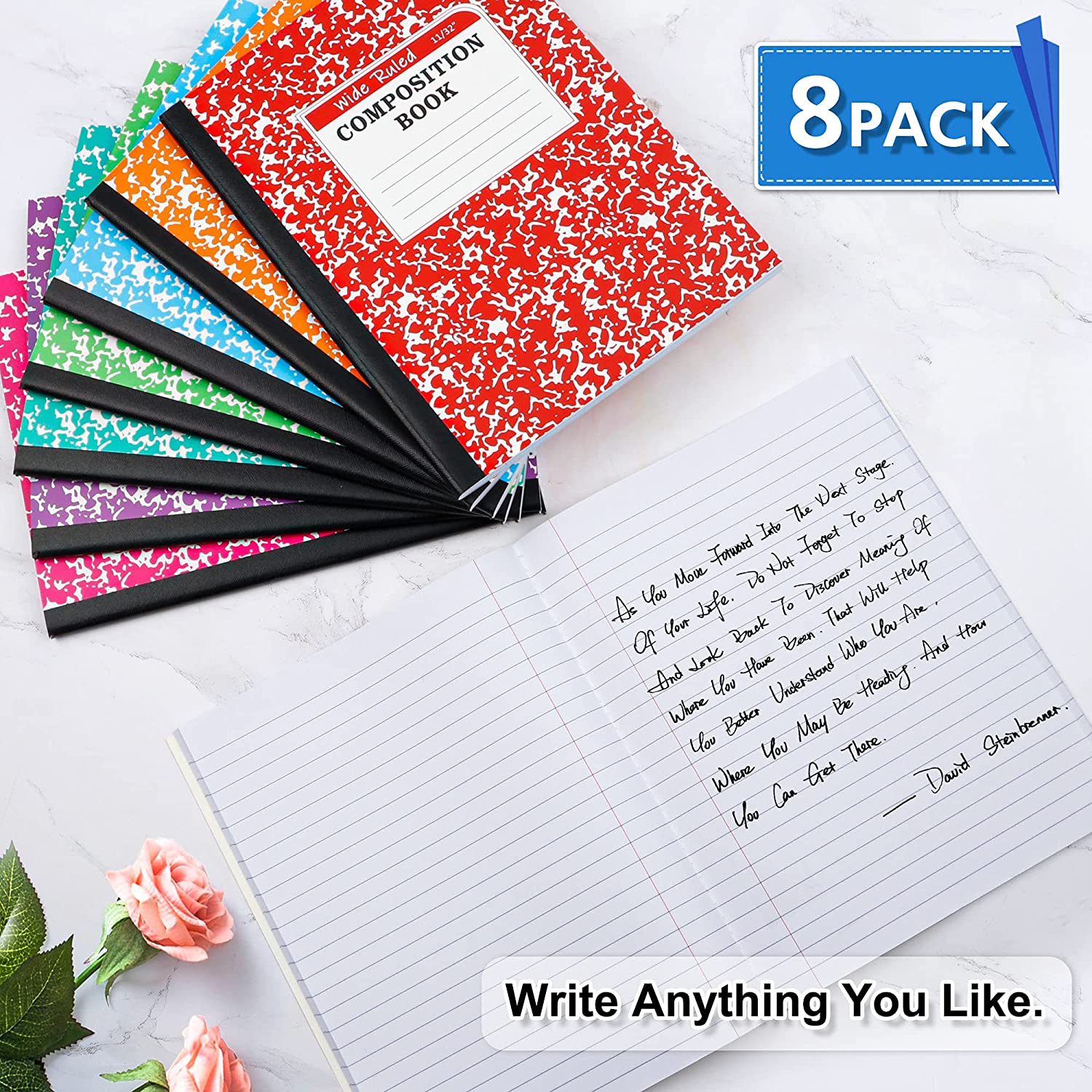 Feela Composition Notebook 8-Pack Pastel Colors Wide Ruled photo 5