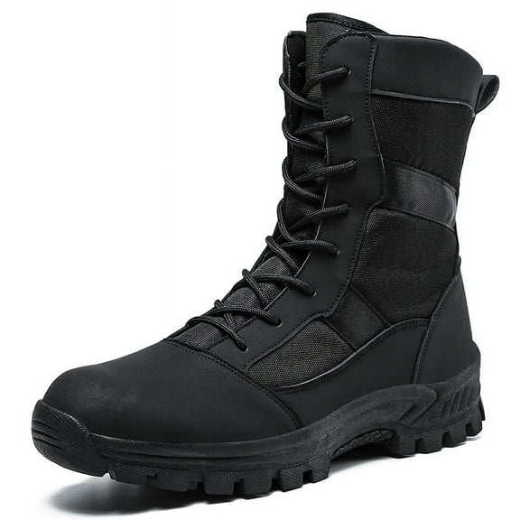 Men's Hiking Boots Lightweight PU Leather Male Mid-leg Boots Women Trekking Trails Shoes, Black Color Gig Size US 13