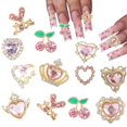thumbnail image 1 of Colgantes para uñas GUAACCB, 12 unidades, aleación de corazones rosas con gemas, 12 unidades, 1 of 7