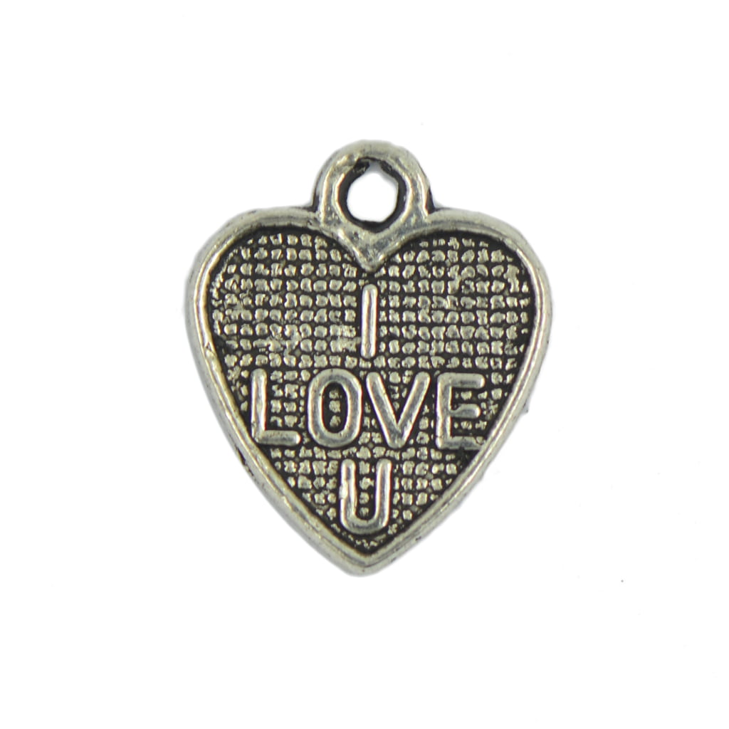 100x Alloy European Bead Heart Love DIY Jewelry Crafts Valentine Bracelet Charms 