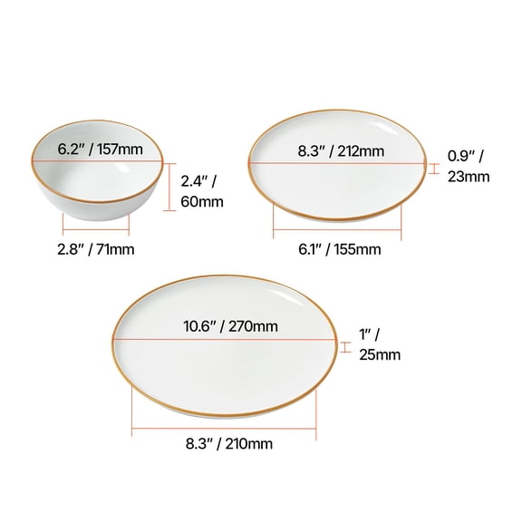 12 Piece Dinnerware Set Service for 4 Round Plates and Bowls Scratch Resistant Ceramic Dinnerware Dishwasher and Microwave Safe White for Dessert Salad Soup Pasta