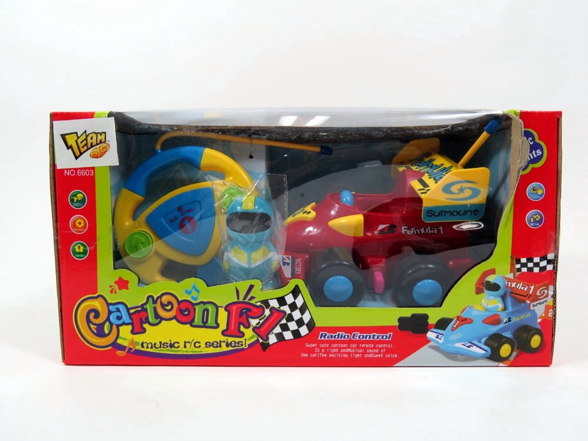 Bisontec 4" Cartoon RC Formula Race Car Remote Control Toy for Toddlers (Red)