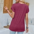 thumbnail image 7 of Summer Fashion Plus Size Tops for Womens 2025 Casual V-Neck Sleeve Patchwork Solid Color Loose T-Shirt Top, 7 of 7