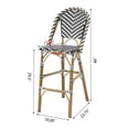 thumbnail image 2 of 29.5" Outdoor PE Rattan French Barstool,  Aluminum Frame With Bamboo Finish (Set Of 2),White-Black, 2 of 16