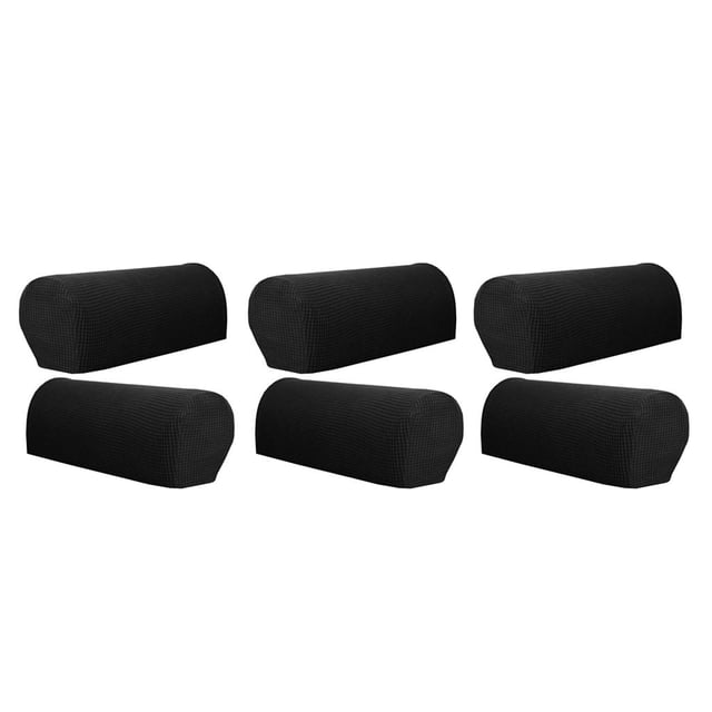 Juego de 6 fundas para reposabrazos o protectores de brazos de sofá que se estiran hasta Negro