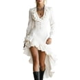 thumbnail image 3 of BRGZLK Vintage Dress For Women Elegant Classy V-Neck Long Sleeved Ruffled Victorian Solid Color Dresses Western Cowgirl Outfits High Low Dresses, 3 of 6