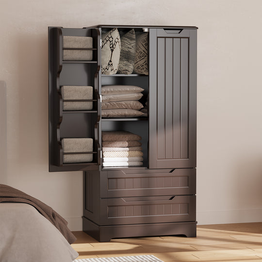Aiho 47" H Kitchen Pantry Cabinet with 2 Doors and 2 Drawers, Solid & Sturdy, Storage Cabinet for Entryway, Kitchen - Black
