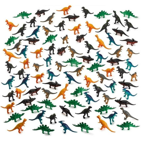 100 Piece Toy - 96 Pieces Mini Vinyl Dinosaur Set 2-inch - Animal Action Figures Assortment Toy For Kids, Play, Decoration, Gift, Prize, Party Favor – By Kidsco
