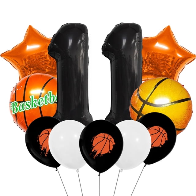 Set de globos para fiesta de 11 cumpleaños con temática de baloncesto, 11 unidades