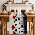 thumbnail image 2 of Red Black Floral Table Runner 90 Inches Long,Vintage Rustic Oil Painting Flowers Cotton Linen Table Runners Dresser Scarves,Fabric Tabletop Scarf Furniture Cover for Home Dinner Party 13"x90", 2 of 9