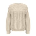 thumbnail image 5 of NMMUED Sweaters for Women Pullover Sweaters for Women Knit Sweater for Women Cable Knit Sweater Women, Beige L, 5 of 8