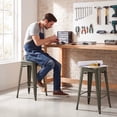 thumbnail image 6 of Vyrox 24 Inches Metal Bar Stools Set of 4, Stackable Backless Kitchen Island Stools with X-Brace Support, Indoor-Outdoor Use, Gun, 6 of 7