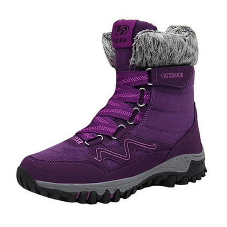 

TAIAOJING Women s Snow Boots Roman Short Ankle Snow Boots Chunky Heels Leather Shoes Zapatillas