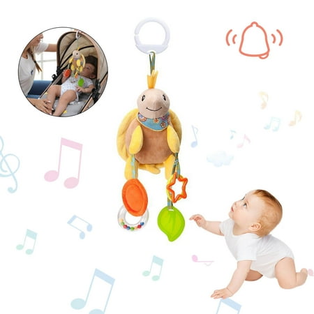 

bangyoudaoo Baby Car Toys Stroller Plush Toy Animal Stuffed Hanging Rattle Toys Newborn Crib Bed Around Toy with Teether Rattle Sound for 0-3 Years Old Turtle