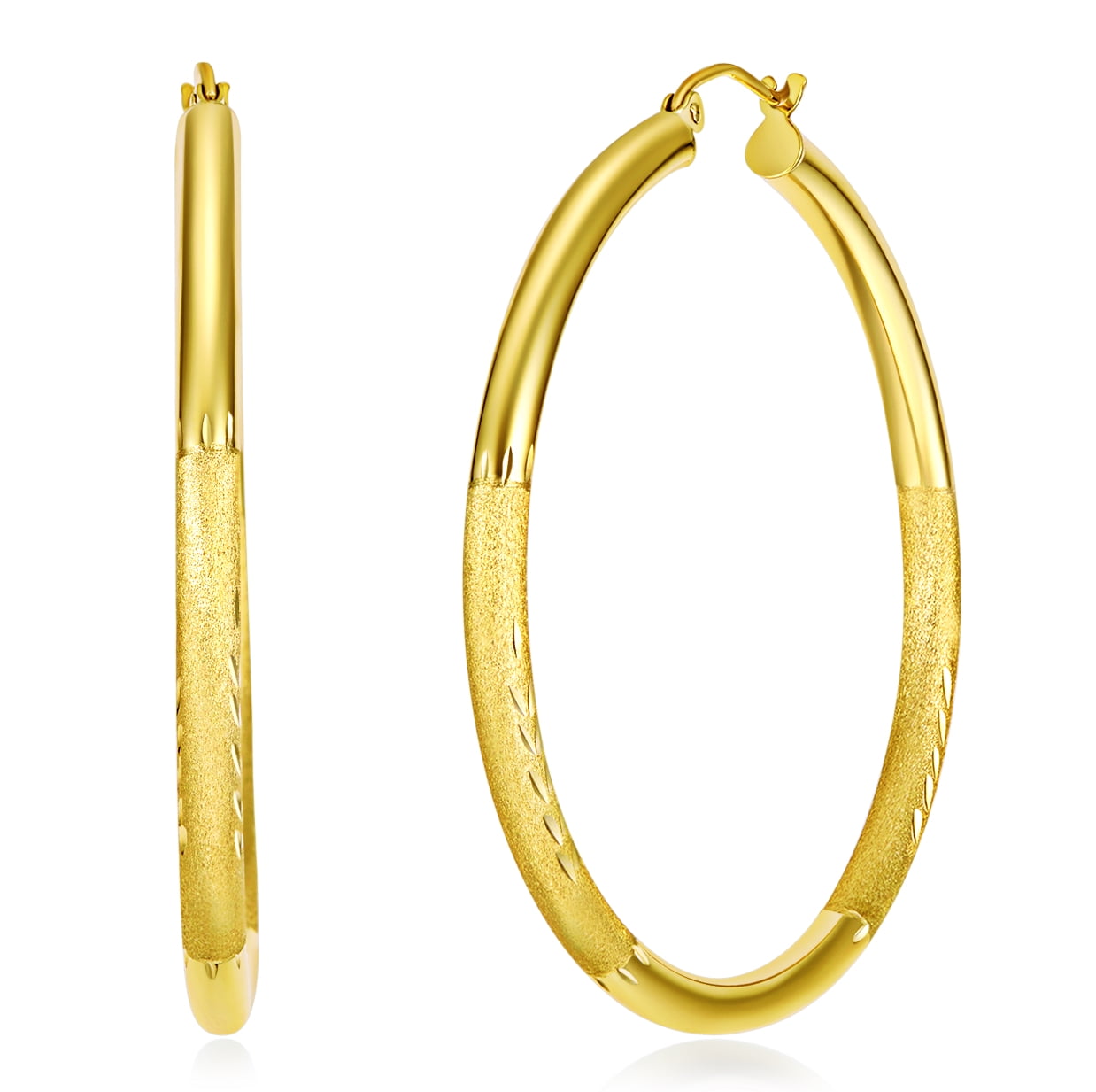 19mm Diameter Wellingsale Ladies 14k Yellow Gold Polished 3mm Classic Hoop Earrings 