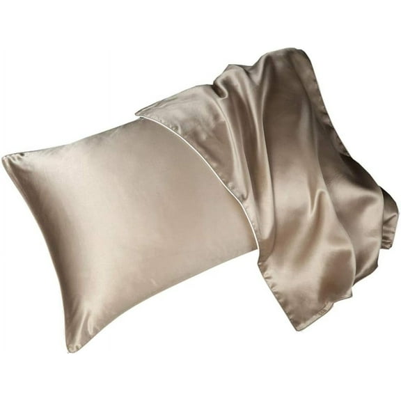 Nvzi -b 2 Pack 100% Silk Pillowcases for Hair and Skin 19 Momme Silk Bed Pillowcases with Envelope Closure (Queen Size, Gold)