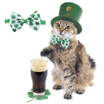 Meggemo St Patrick's Day Pet Party Costume Collar Irish Festival Shamrock Dog Cat Collar Adjustable Soft Fabric Pet Accessory For Holiday Celebrations Festive Pet Decor