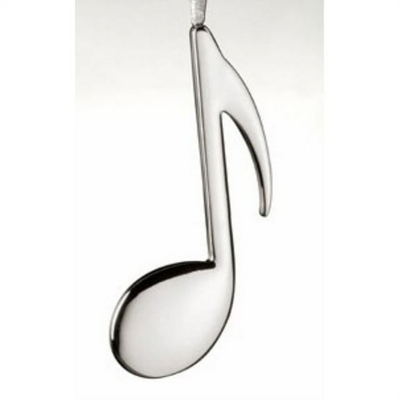 silver eighth note music instrument replica christmas ornament, size 5 inch