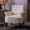 thumbnail image 6 of AUKFA Tufted Accent Chair - Living Room Accent Armchairs Cushion - Modern Roll Arm Club Chair with Wooden Legs -Off White, 6 of 10