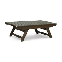 GDF Studio Bowie Outdoor Acacia Wood Slat Panel Coffee Table, Gray