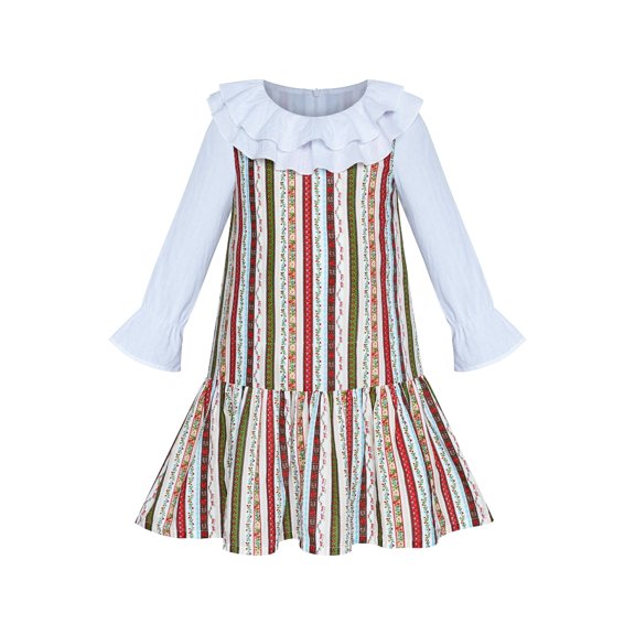 Girls Dress White Collar Back School Cotton Casual 3 Years