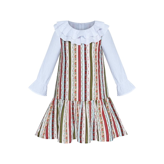 Girls Dress White Collar Back School Cotton Casual 3 Years